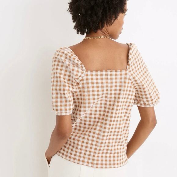 Madewell Brown Gingham Blouse - Picture 3 of 8